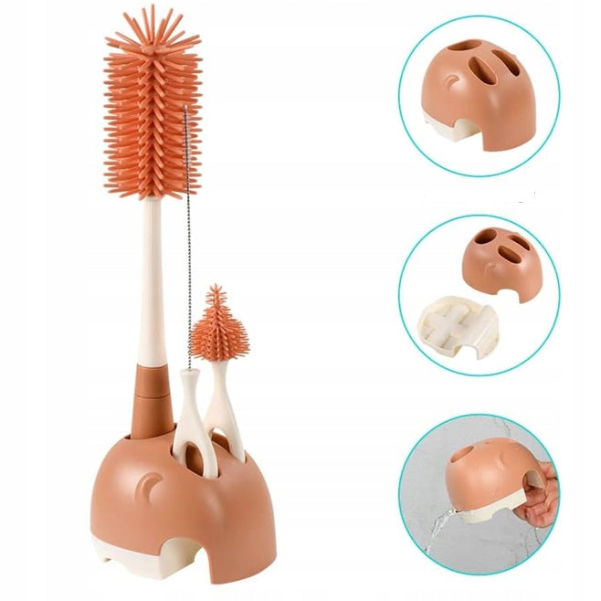 VICLOON 3in1 Silikonbürsten zur Reinigung von Flaschen, Saugern, Strohhalmen 32cm
