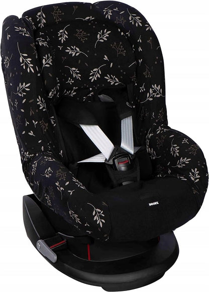 DOOKY SEAT COVER 1 pokrowiec na fotelik UNIWERSALNY, czarny wzór liści na fotelik grupy 1