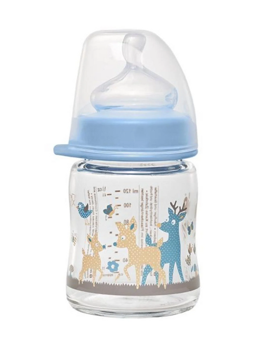 Biberon din sticlă NIP cu tetină mărimea S, debit lent, 120 ml, ACTIFLEX