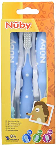 Nuby ID754 Zahnbürsten-Set, blau x3
