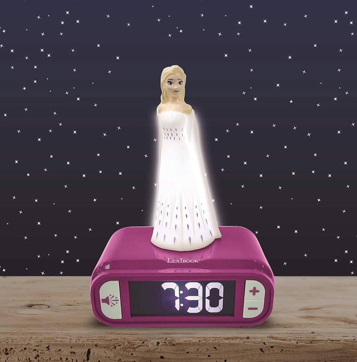LEXIBOOK Die Eiskönigin Wecker mit beleuchteter Elsa-Figur 18 cm