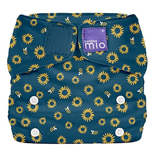 BAMBINO MIO Miosolo Classic pieluszka wielorazowa AIO z wzorem pszczół i kwiatów, bambusowa pielucha wielorazowa