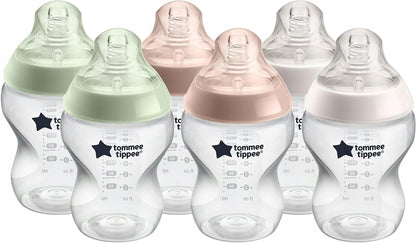 TOMMEE TIPPEE zestaw startowy butelek ANTI-COLIC, 6 butelek 260 ml ze smoczkami dla noworodka