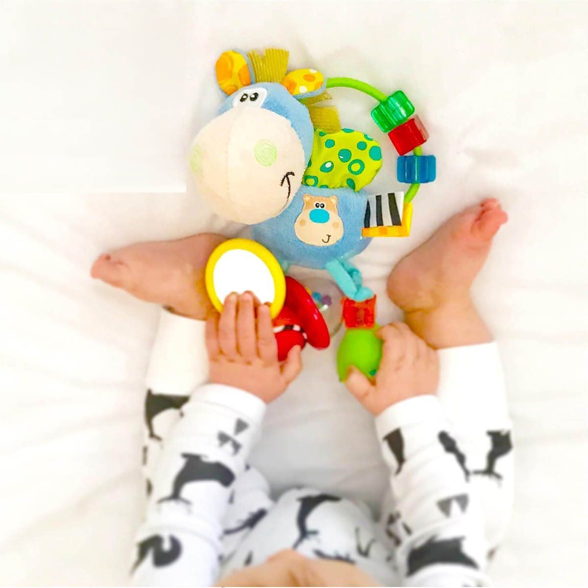 PLAYGRO Clip Clop Sensorik-Spielzeug mit Rassel, Spiegel, Greifring