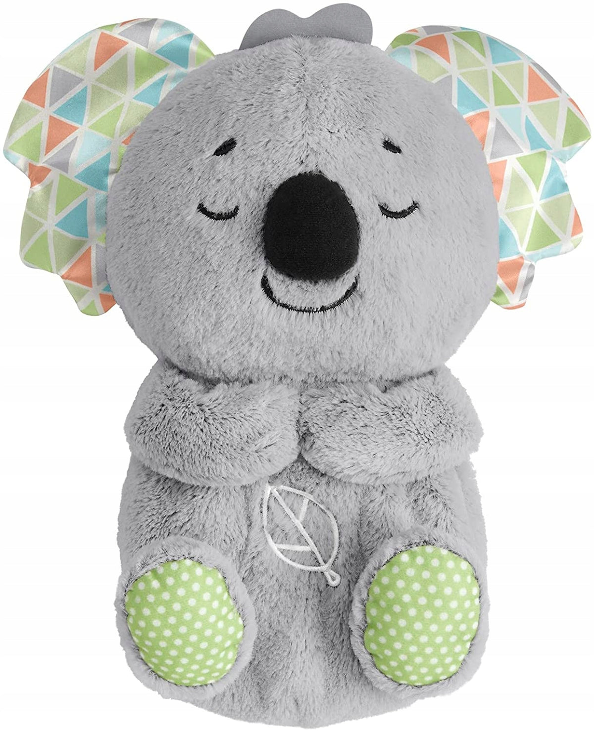 FISHER-PRICE śpiący KOALA oddychający brzuszek, szary pluszowy uspokajacz i usypianka dla niemowląt