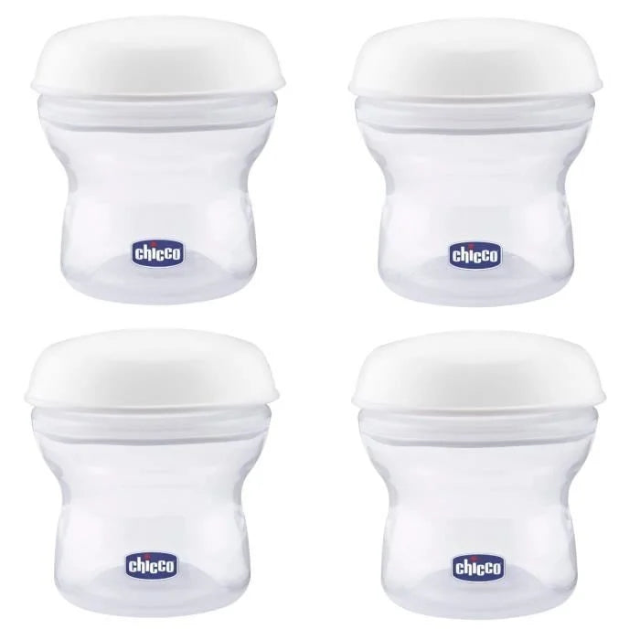 CHICCO Milchbehälter 4 x 150 ml + Schnuller mit Schraubverschluss