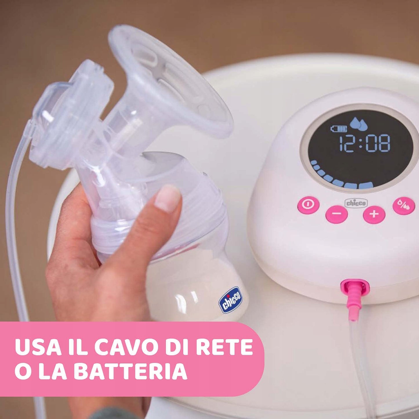 CHICCO Naturally laktator elektryczny różowy