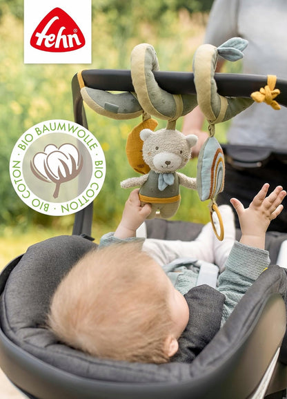 FEHN Spirale für Kinderwagen, Kinderbett, Babyschale, BÄR NATUR, Bio-Baumwolle
