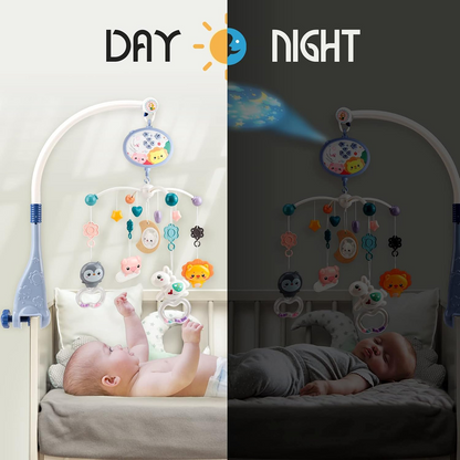 AMY & BENTON Babybett Mobile mit Spieluhr und Projektor + Fernbedienung