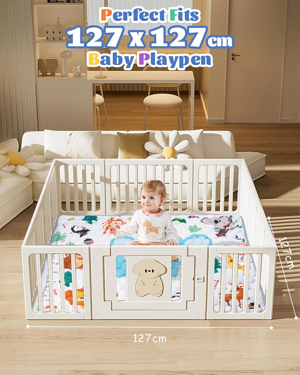 FUNSLAND Baby-Spielmatte mit Wachstumstabelle 127x127cm