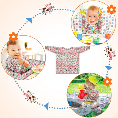 LENBEST Baby Bibs wodoodporny śliniak kombinezon z rękawami 6 m+