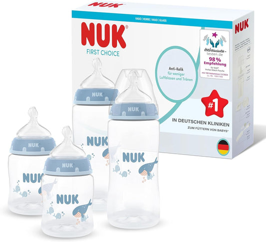 NUK First Choice Set 4x Flasche 150/300 ml Sauger S/M 0-3m+ WAL