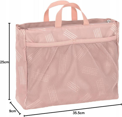 LASSIG organizer na pieluchy chusteczki +przewijak różowy z uchwytami, 35,5 x 25 x 9 cm