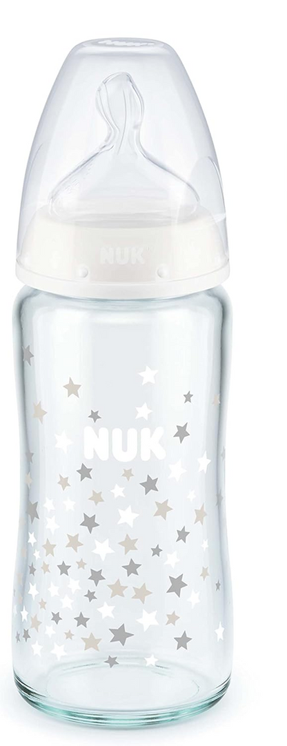 NUK First Choice+ Glasflasche 240 ml 0-6 m Sauger M Temperaturanzeige