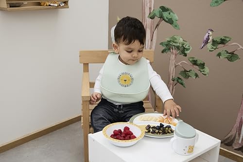 STERNTALER Leo the Lion silicone bib with pocket, adjustable