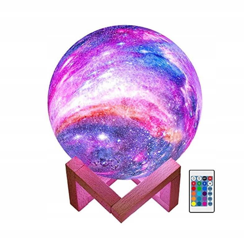 BAKTH Galaxie Nachtlicht Mond 16 Farben + Fernbedienung und Basis MOND