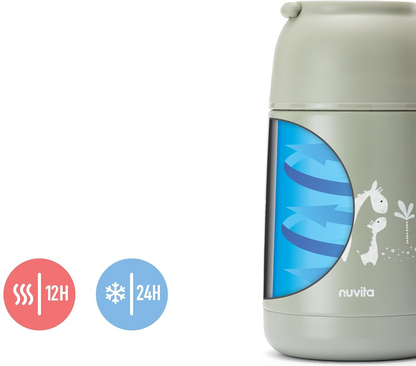 NUVITA 4475 Edelstahl-Essthermobehälter 620 ml 0+ GIRAFFEN