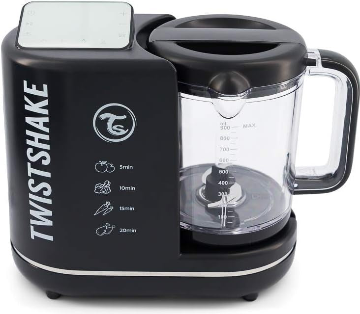 TWISTSHAKE 6w1 parowar mikser sterylizator 900 ml czarny, wielofunkcyjny blender parowy do gotowania i sterylizacji