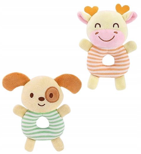 TOLOLO Plüschtiere mit Rassel und Quietscher HUND und GIRAFFE 13,5 cm