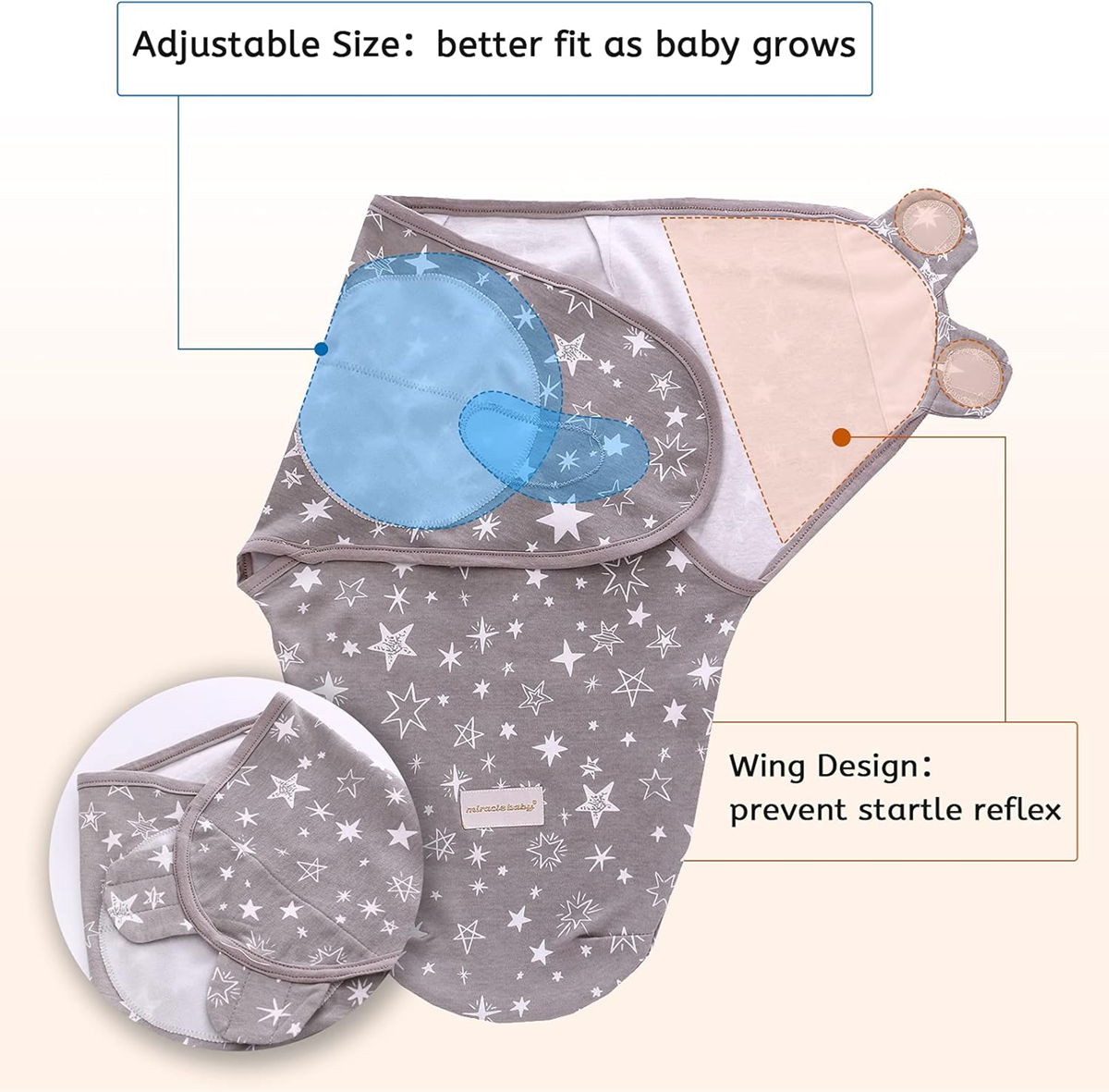 MIRACLE BABY Pucktuch Schlafsack 0-3 Monate x3