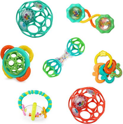 BRIGHT STARTS Soothers & Shakers Spielzeugset für Babys, 7-teilig, ab 6 Monaten