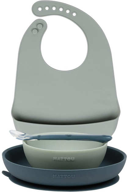 NATTOU Silikon-Geschirrset mit Saugnapf, 4-teilig
