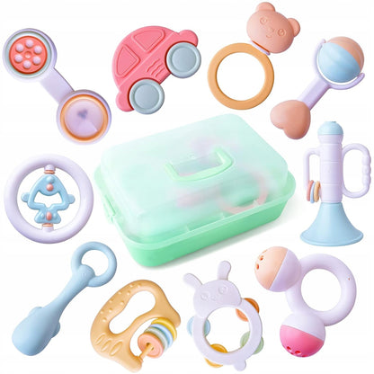 TOYABI Baby Rasseln Set mit 10 Stück + Aufbewahrungsbox