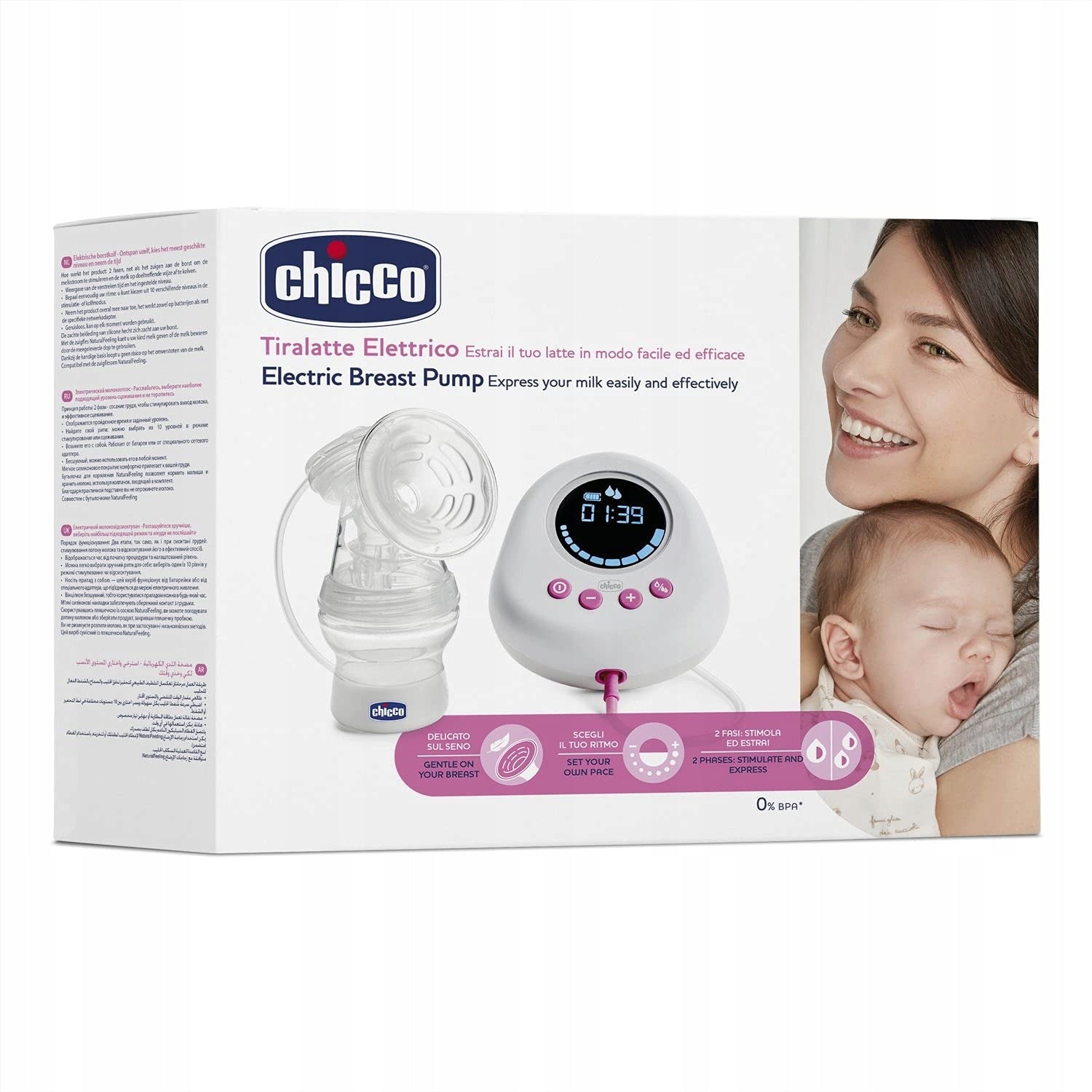 CHICCO Naturally laktator elektryczny różowy