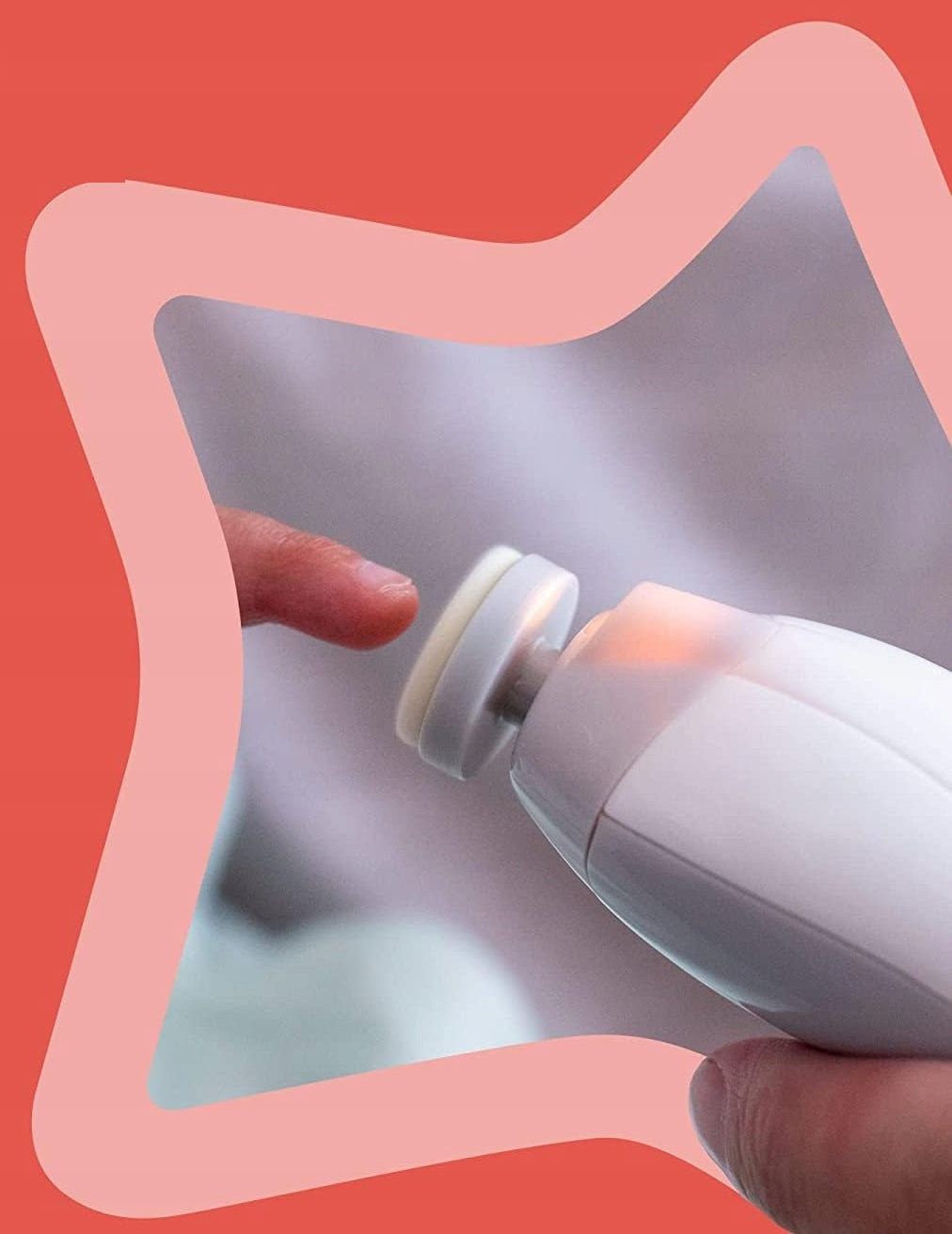 TOMMEE TIPPEE elektryczny pilnik do paznokci z lampką LED dzieci i dorośli, bezpieczne piłowanie paznokci