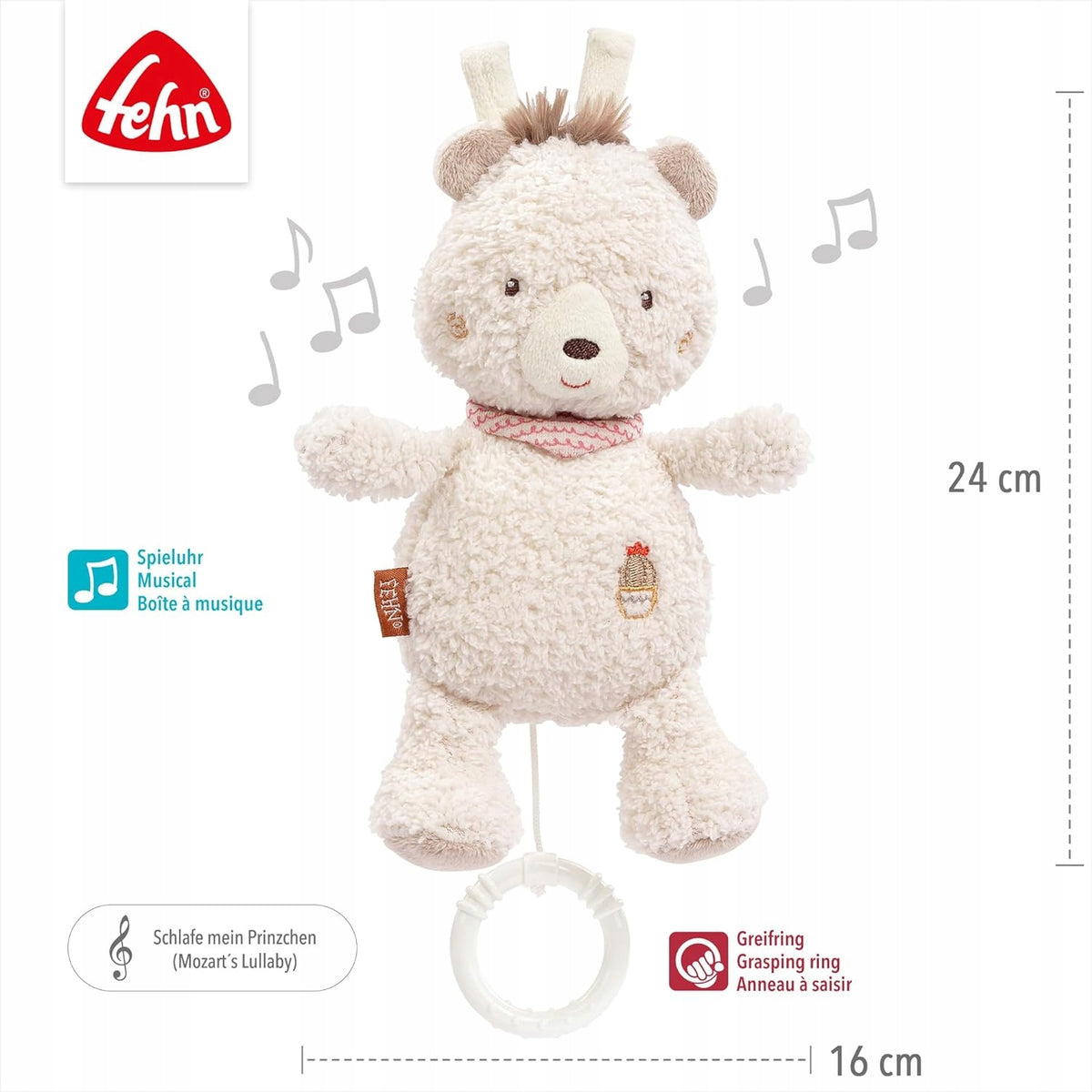 FEHN Plüsch BÄR mit Spieluhr ANHÄNGER