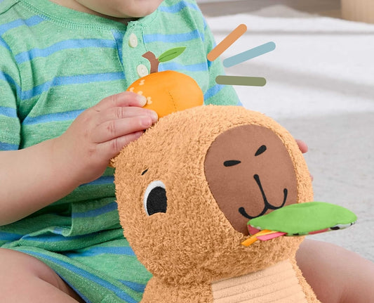 FISHER-PRICE plüss szenzoros kapibara rágókával és csörgővel 23,5 cm