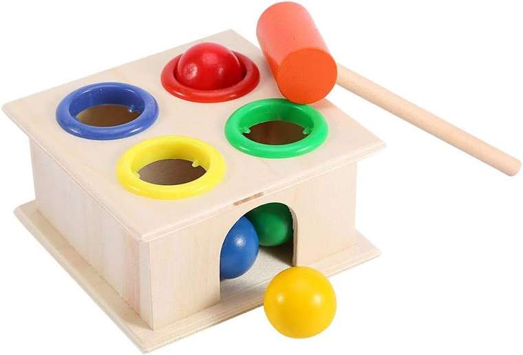 ZERODIS Holzkiste mit Hammer und Kugeln 11 x 11 x 6 cm