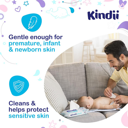 KINDII Pure Water 99 Feuchttücher mit Wasser x60