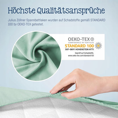 JULIUS ZOLLNER prześcieradło ze ściągaczami 40x90 szałwiowe, miękkie bawełniane, certyfikat Öko-Tex