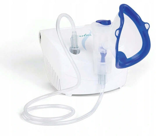 NUVITA INHALATOR, NEBULIZATOR 2 prędkości pracy, biały nebulizator z maską dla dzieci i przewodem