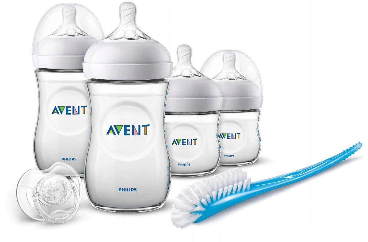 PHILIPS AVENT zestaw 4 butelki, smoczek, szczotka dla noworodków 0+, 2x125 ml i 2x260 ml