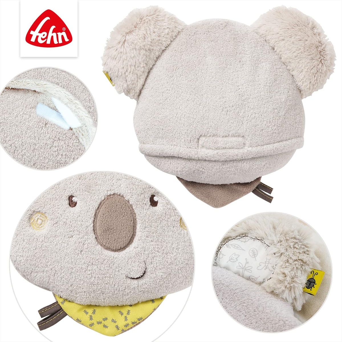 FEHN Koala Australia Plüsch-Wärmekissen mit Kirschkernen 20 x 20 cm