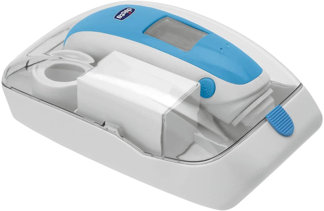 CHICCO Comfort Quick berührungsloses Ohrthermometer + 20 Kappen und Etui