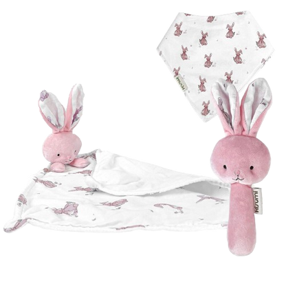KISUMI Komfort-Set, Lätzchen und Plüschrassel HASE