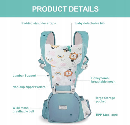NUKIED ergonomische Babytrage mit Hüftgurt 6-in-1