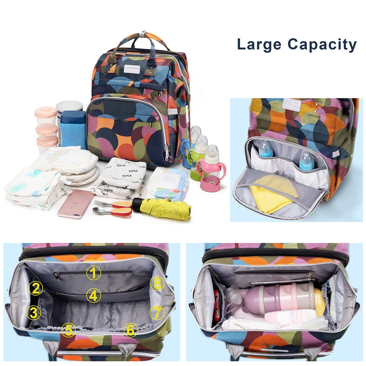 SNDMOR Kinderwagen-Rucksack mit Zubehör und Reisebett