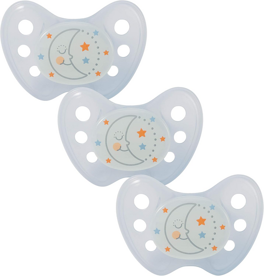 DENTISTAR NIGHT Silikon-Beruhigungssauger 3er-Pack 0-6 Monate