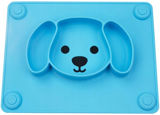 integrated silicone mat with platecolour blue with doggy motifMaterial siliconeVolume: 65 ml, 65 ml and 210