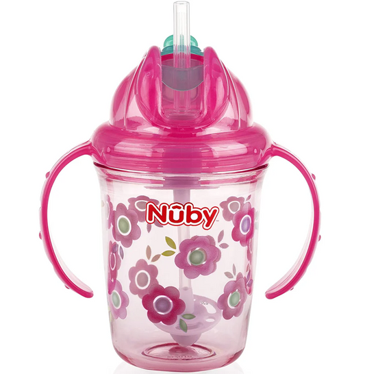 NUBY Flip-it Cup netečúci pohár so slamkou 12 m+ 240 ml
