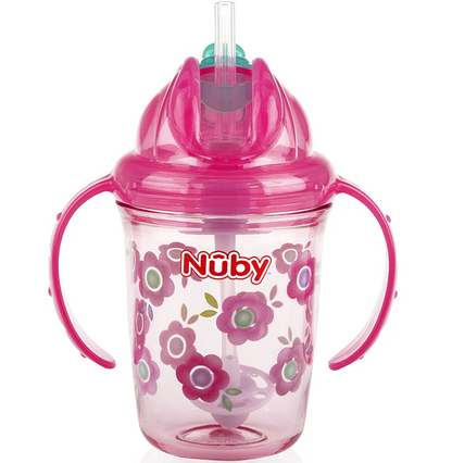 NUBY Flip-it Cup Schnabeltasse mit Strohhalm 12 m+ 240 ml