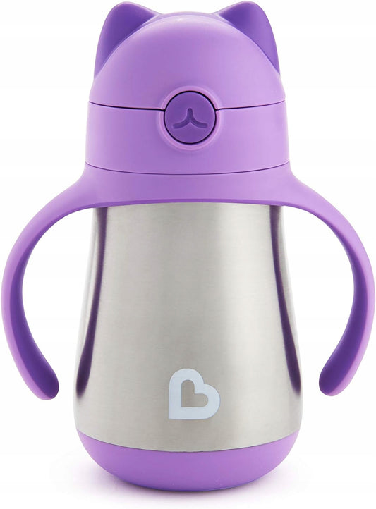 MUNCHKIN Cool Cat tazza antigoccia con cannuccia IN ACCIAIO 237 ml
