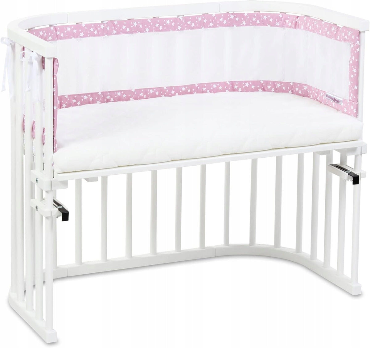 BABYBAY ochraniacz do łóżeczka 168x24cm różowy, przewiewny ochraniacz siatkowy do łóżeczka niemowlęcego