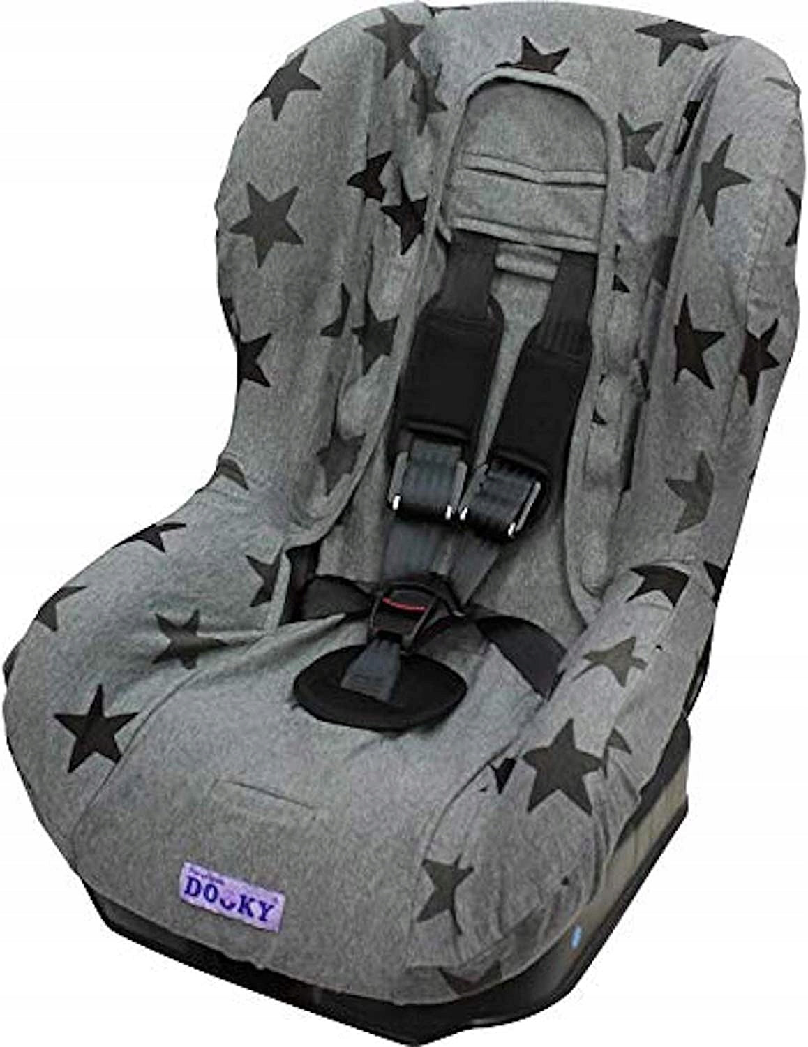DOOKY SEAT COVER 1 pokrowiec na fotelik UNIWERSALN. Szary pokrowiec w gwiazdki na fotelik grupy 1