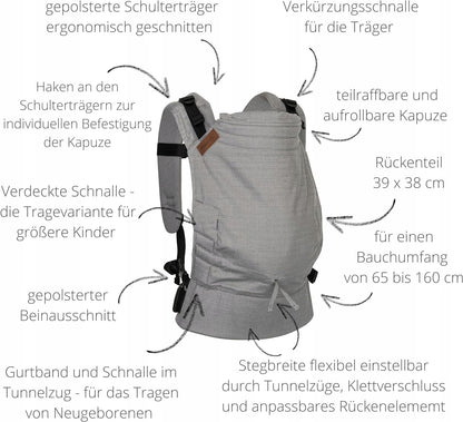 HOPPEDIZ BUCKLE 4-in-1 ergonomische Babytrage 3,5-20kg