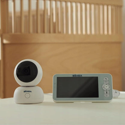BEABA Zen Premium niania elektroniczna kamera 360° Full HD aplikacja, biało-zielona, monitor i kamera